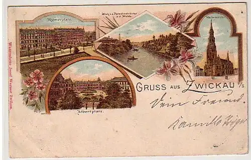34490 Ak Lithographie Gruss aus Zwickau in Sa. 1900