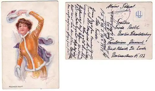 34430 Künstler Ak mit Marineschiffspoststempel 139,1917
