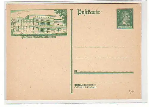 34424 Ganzsachen-Postkarte Mülheim Stadthalle um 1930