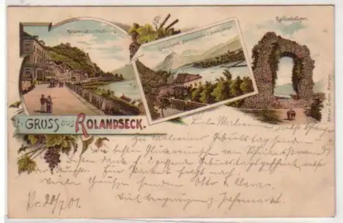34121 Ak Lithographie Salutation de Rolandseck 1901