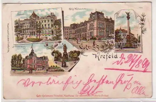 34411 Ak Lithographie Gruss von Krefeld 1899