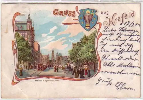 34409 Ak Lithographie Gruss du Krefeld 1902