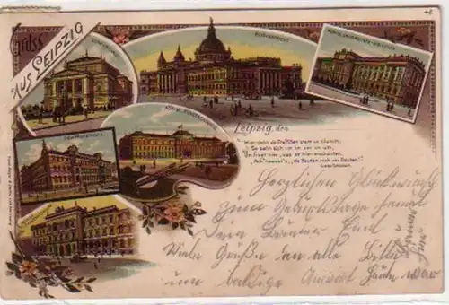 34400 Ak Lithographie Gruss de Leipzig 1901