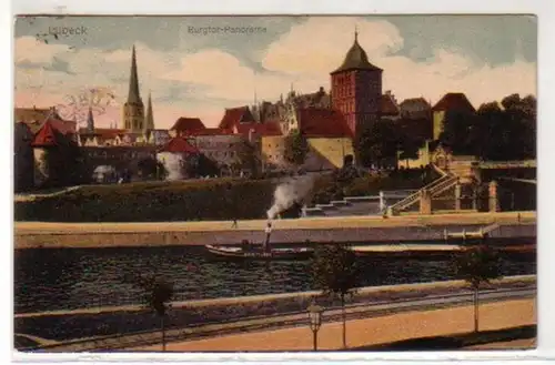 34336 Ak Lübeck Burgtor-Panorama 1915