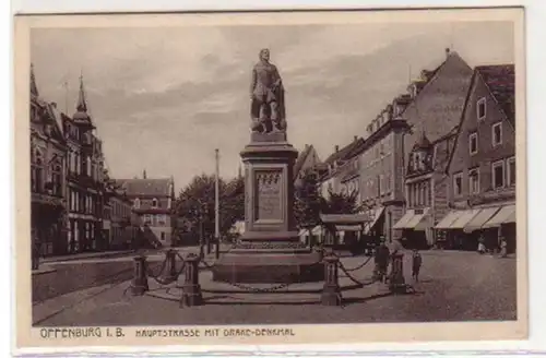 34303 Ak Offenburg i.B. Hauptstraße mit Drake Denkmal