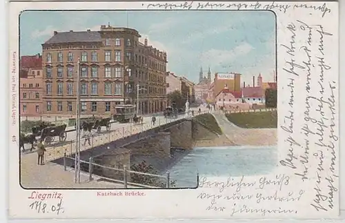 34288 Ak Liegnitz in Schlesien Katzbach Brücke 1907