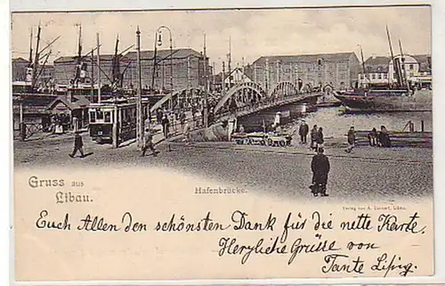 34241 Salutation Ak de Libau Lettonie Pont du port 1901