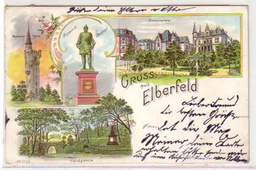 34230 Ak Lithographie Gruß aus Elberfeld 1901