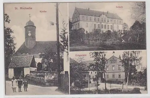 34220 Mehrbild Ak St. Michaelis Erbgericht, Schule, Kirche 1917