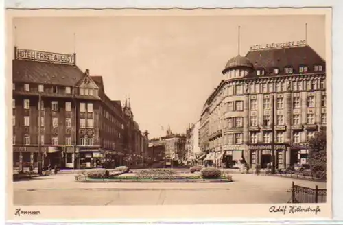 34209 Ak Hannover Straßenansicht mit Hotel um 1940