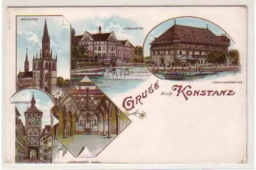 34196 Ak Lithographie Gruß aus Konstanz um 1910