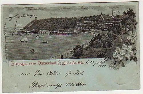 34173 Ak Gruss aus dem Ostseebad Glücksburg 1899