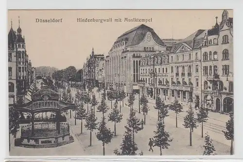 34153 Ak Düsseldorf Hindenburgwall mit Musiktempel 1910