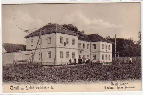 34134 Ak Gruß aus Schönfeld Böhmen Restauration 1910