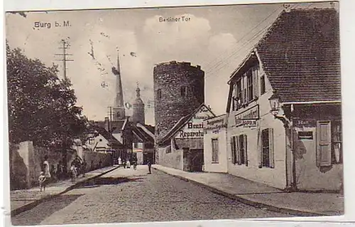 34074 Feldpost Ak Burg près de Magdeburg Berliner Tor 1915