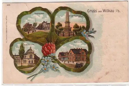 34064 Ak Lithographie Gruß aus Wilkau in Sachsen 1909