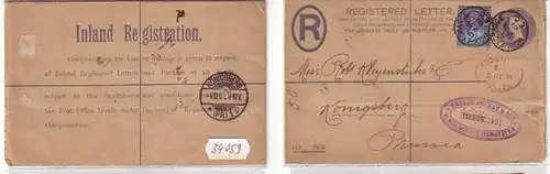 34059 Ganzsachen Einschreiben Brief Großbritannien 1901