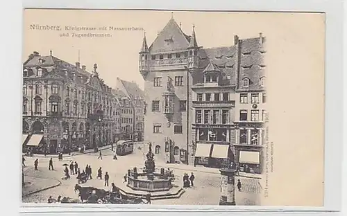 34035 Ak Nuremberg Königstraße avec Nassauerhaus vers 1900