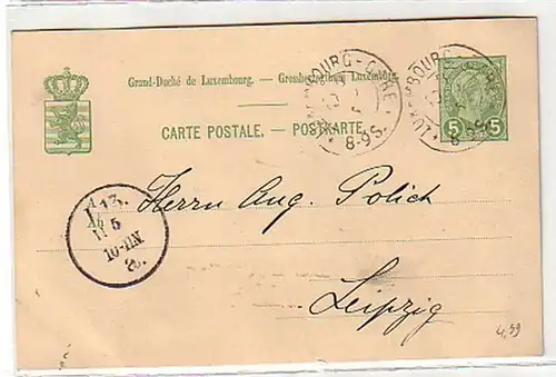 34024 Ganzsachen Postkarte Luxemburg 5 Cent. 1895