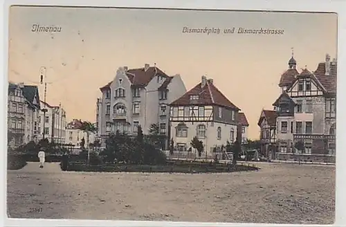 33880 Ak Ilmenau Bismarckplatz und Bismarckstraße 1910