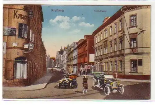 33875 Ak Freiberg Poststraße mit Verkehr um 1910