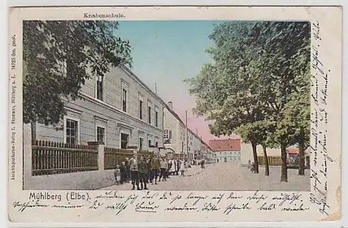 33824 Ak Mühlberg (Elbe) Knabenschule 1909