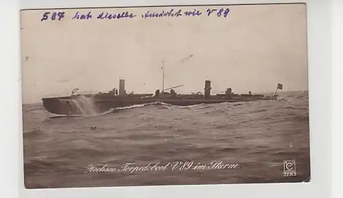 33818 Feldpost Ak Hochsee Torpedoboot V89 im Sturm 1916