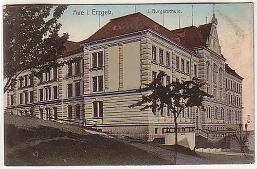 33794 Ak Aue im Erzgebirge I. Bürgerschule 1906