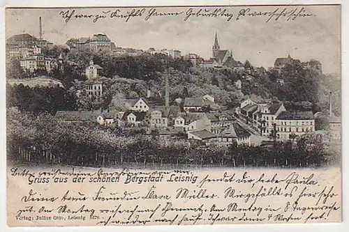 33774 Ak Gruß aus schönen Bergstadt Leisnig 1904