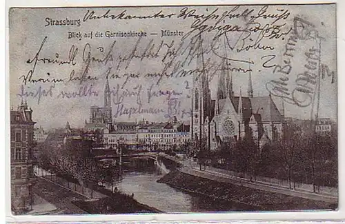 33768 Ak Strassburg Blick auf die Garnisionskirche 1904