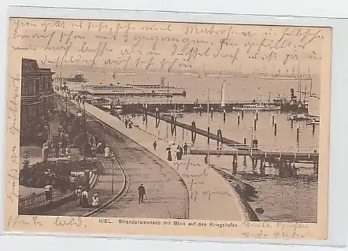 33748 Ak Kiel Promenade de plage avec port de guerre 1909