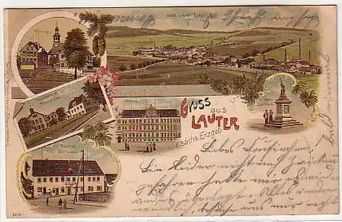 33746 Ak Lithographie Gruss de Lauter im Erzgeb. 1901