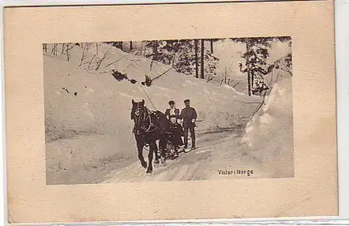 33744 Ak Winter in Norwegen Pferdeschlitten um 1920