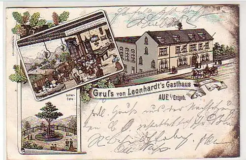 33722 Ak Lithographie Gruss aus Aue im Erzgebirge 1904