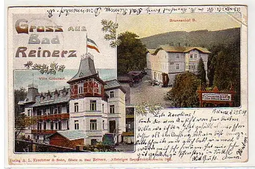33701 Ak Gruss aus Bad Reinerz Villa Glückauf u.a. 1910
