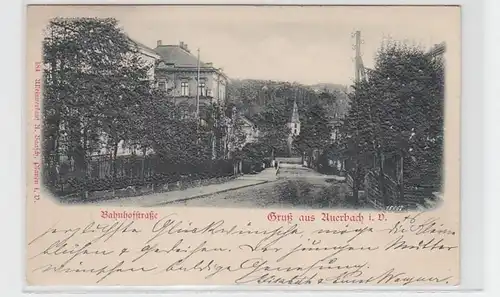 33672 Präge-Ak Gruß aus Auerbach i.V. Bahnhofstr. 1901