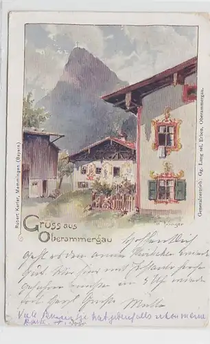 33667 Artiste-Ak Gruss de Oberammergau 1913