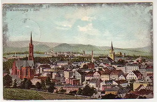 33622 Ak Waldenburg in Schlesien Totalansicht 1909