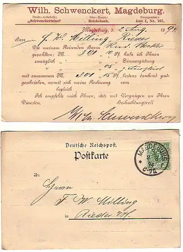 33610 Publicité Ak Magdeburg Wilh. Schwenkert 1894