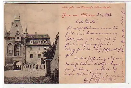 33583 Ak Gruß aus Meissen Wagners Weinschänke 1903