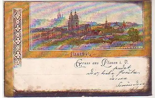33579 Künstler Ak Gruß aus Plauen im Vogtland 1900