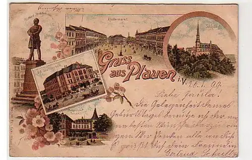 33578 Ak Lithographie Gruß aus Plauen im Vogtl. 1899