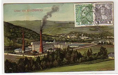 33545 Ak Gruss aus Eisenbrod Böhmen Fabrikanlagen 1908