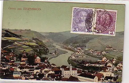 33543 Ak Gruss aus Eisenbrod Böhmen Totalansicht 1908