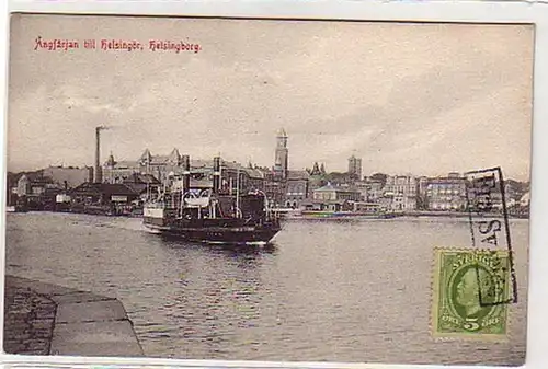 33530 Ak Helsingborg Ängfärjan till Helsingör 1909