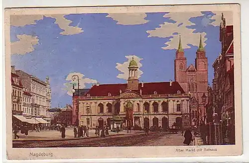 33468 Ak Magdeburg alter Markt mit Rathaus 1910