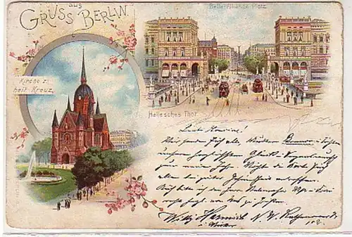 33439 Ak Gruss aus Berlin Hallesches Thor usw. 1895