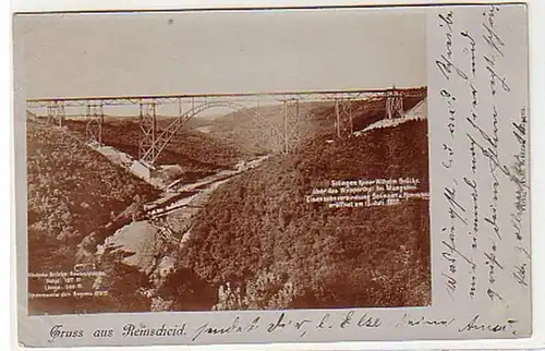 33429 Foto Ak Gruß aus Remscheid Brücke 1901