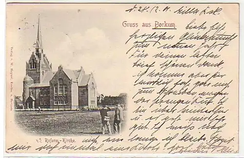 33417 Ak Gruss aus Borkum Reform Kirche 1901