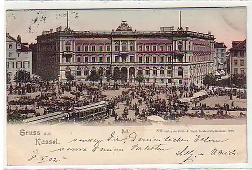 33402 Ak Gruss de Kassel Impériale Postatory 1902